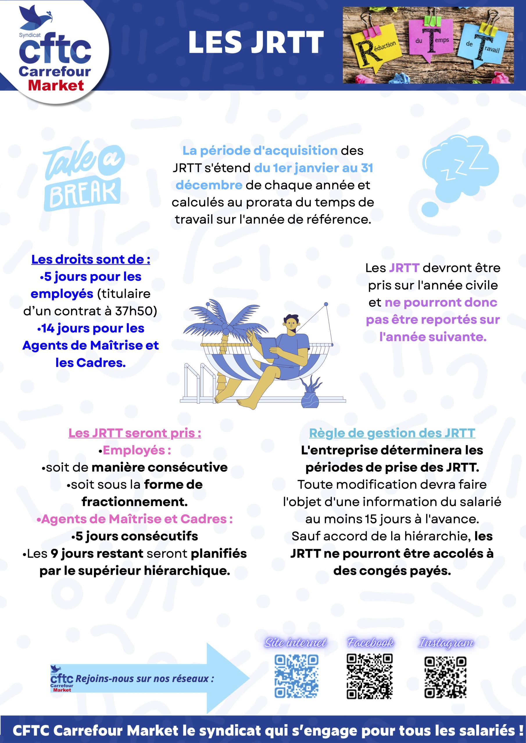 Rappel : poser vos JRTT