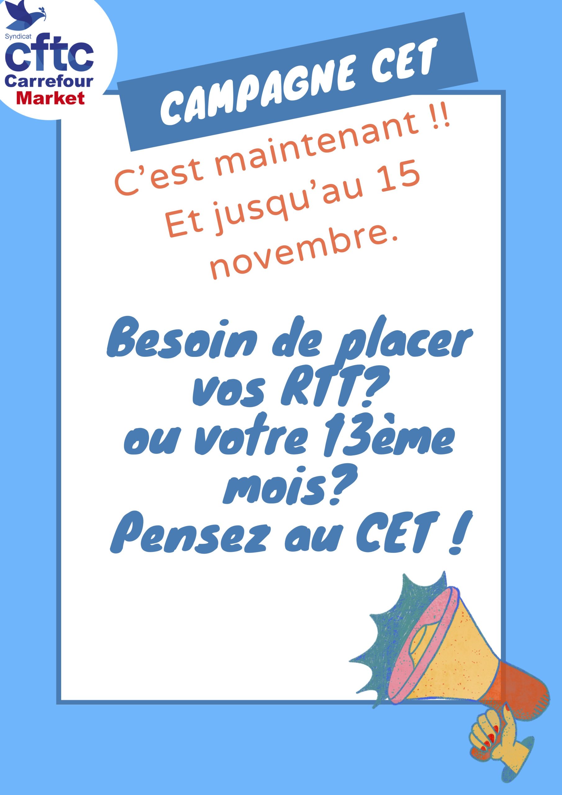 Pensez à placer vos JRTT dans le CET !